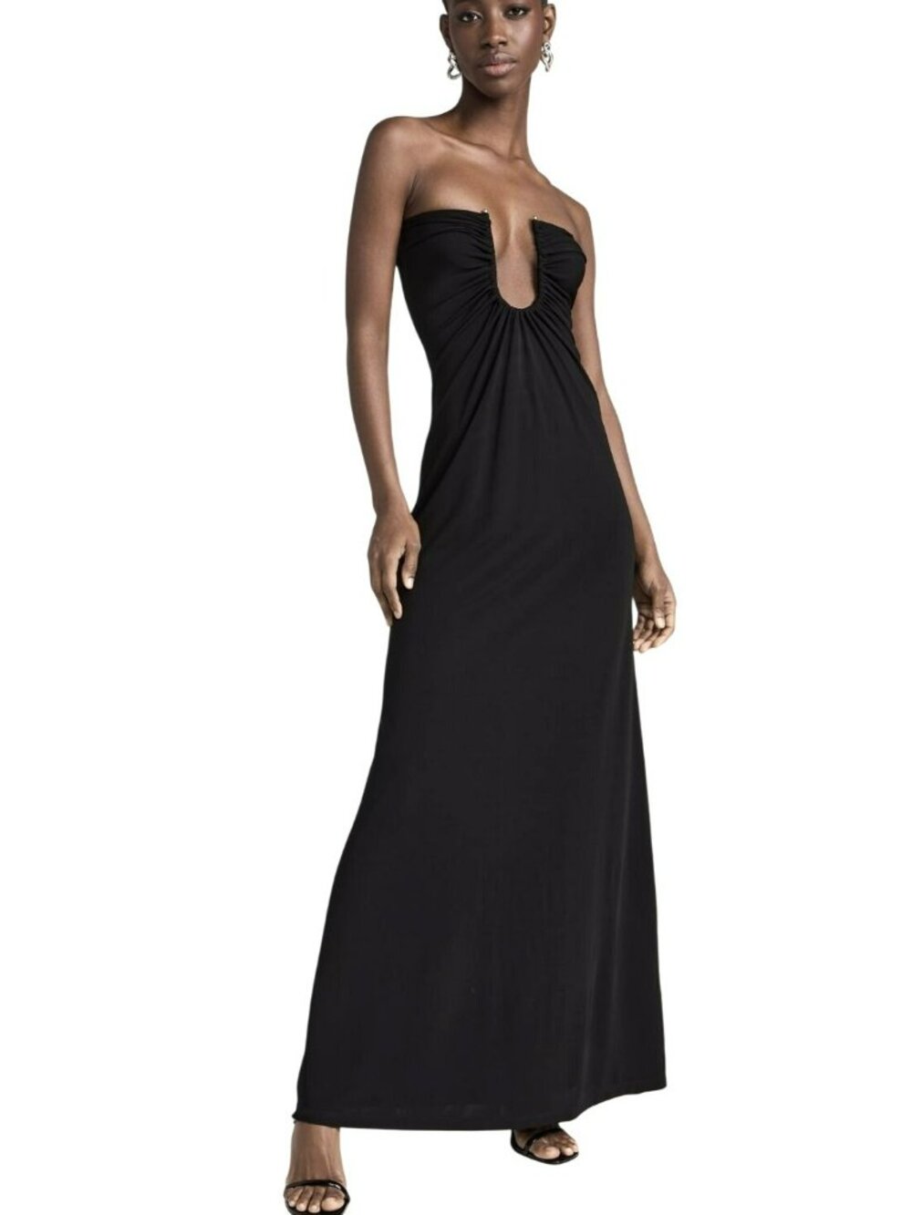 Christopher Esber Arced Palm Strapless Black Maxi Jersey Dress Size 6 New